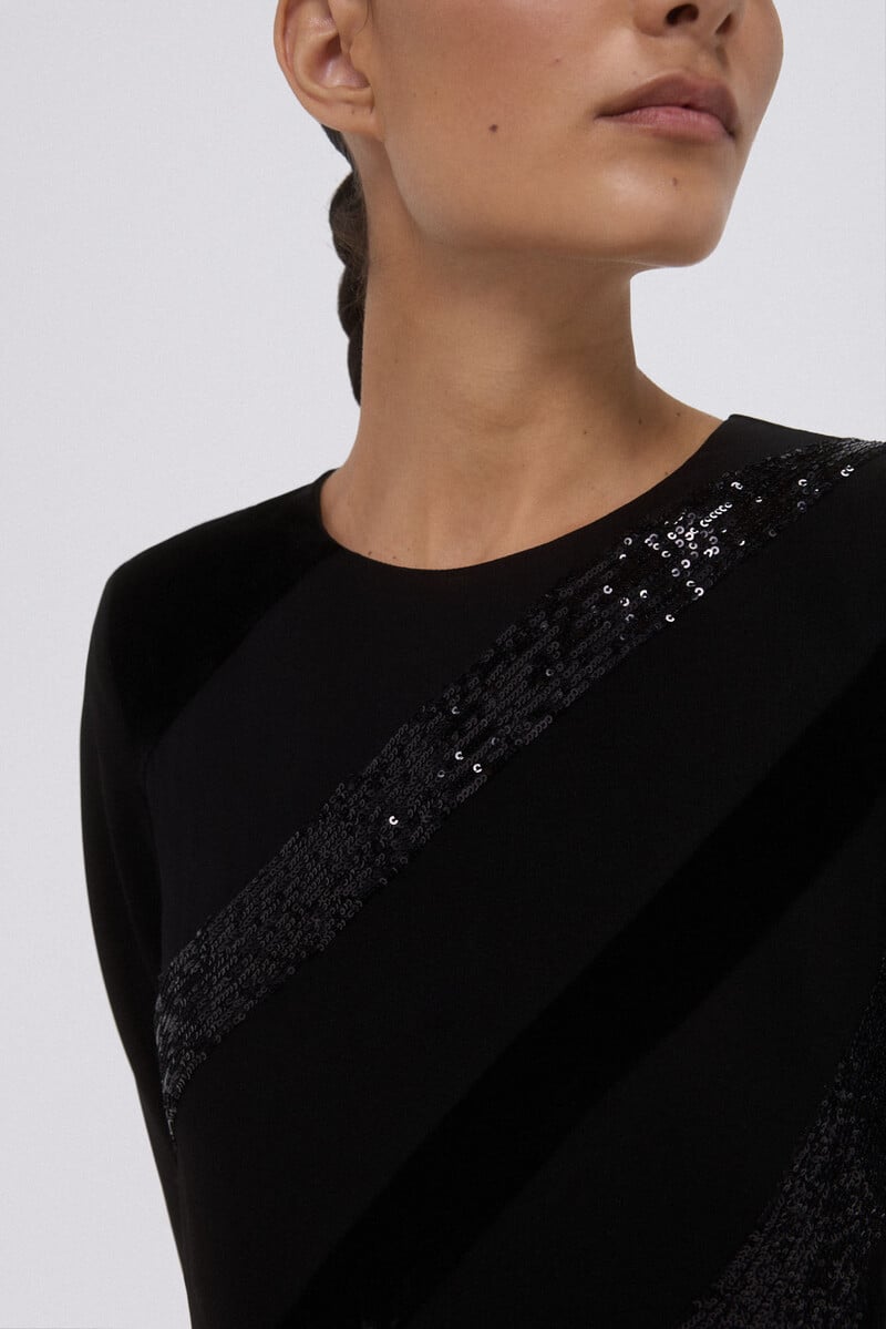 pedro del hierro Vestido negro midi Rebajas de fábrica