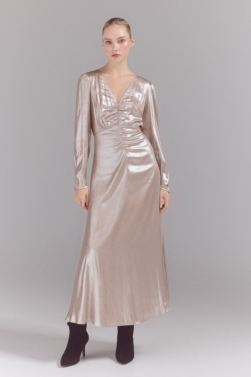 pedro del hierro Vestido tejido laminado plata Tienda