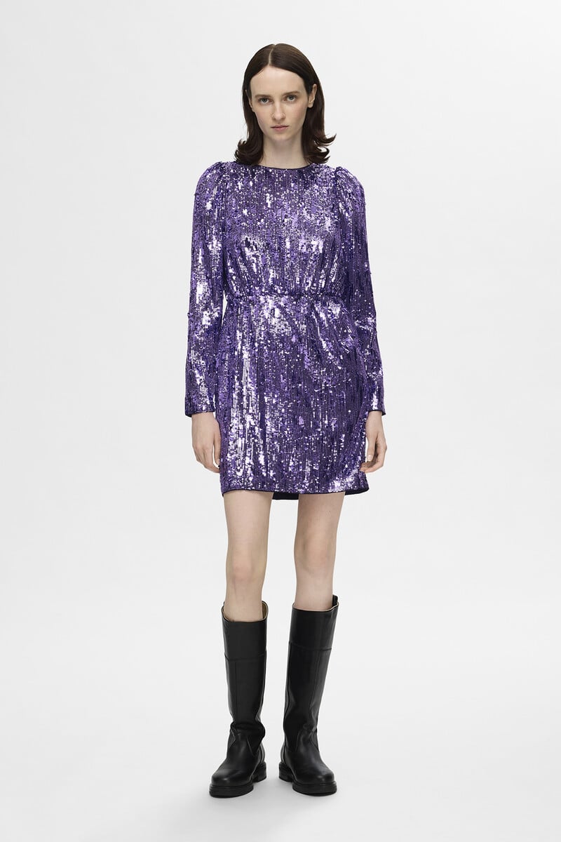 pedro del hierro Vestido corto de lentejuelas confeccionado con materiales reciclados Rebajas online