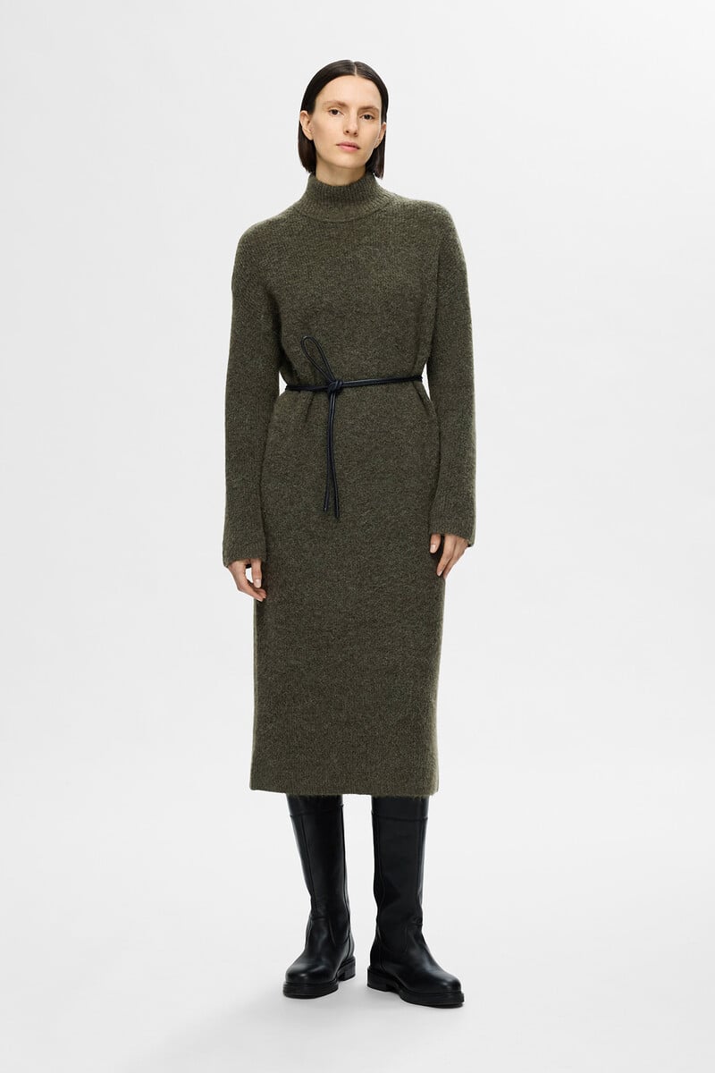 pedro del hierro Vestido Midi de cuello alto confeccionado con lana Merino Envío gratis