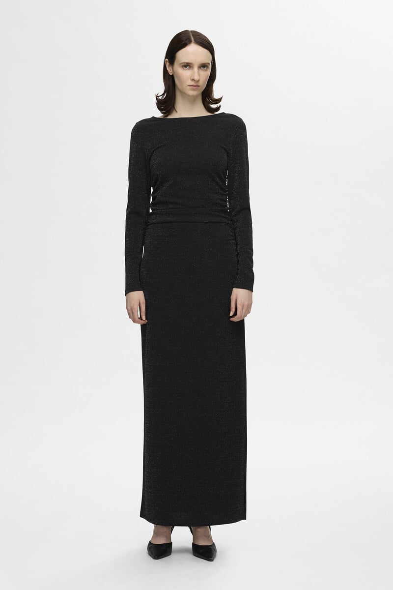 pedro del hierro Vestido largo con brillo y escote barco Precio de fábrica