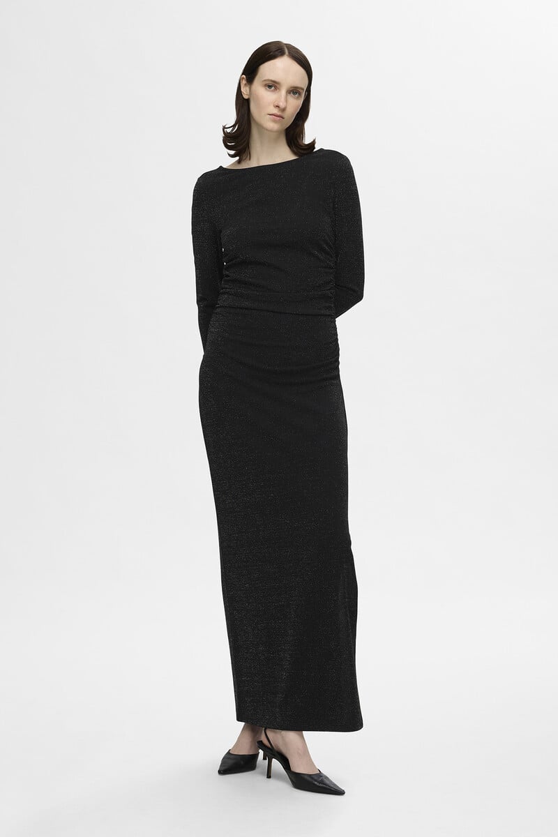 pedro del hierro Vestido largo con brillo y escote barco Precio de fábrica