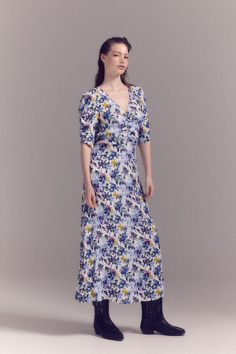pedro del hierro Vestido estampado detalle fruncido Solo queda un día