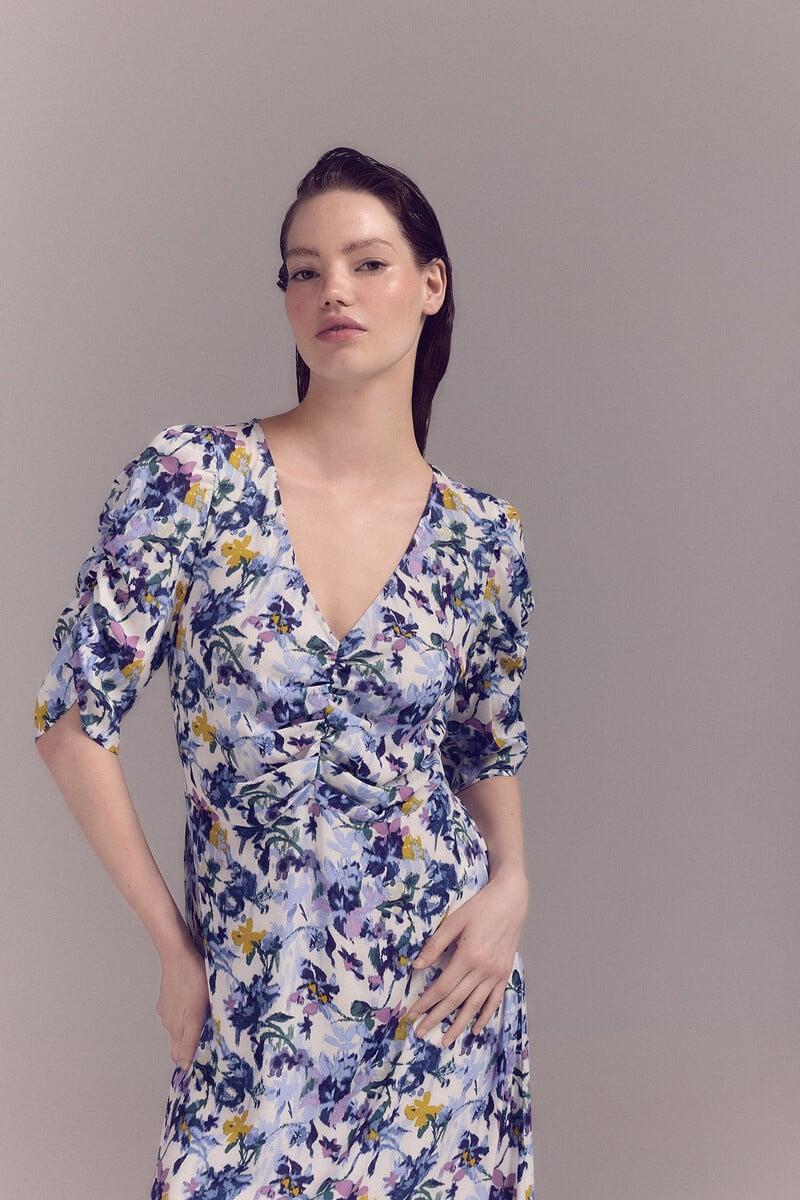 pedro del hierro Vestido estampado detalle fruncido Solo queda un día