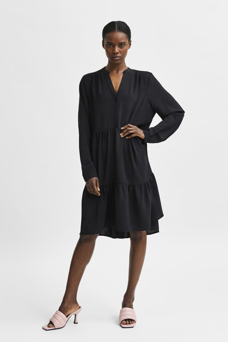 pedro del hierro Vestido camisero de manga larga con volantes Envío internacional gratuito