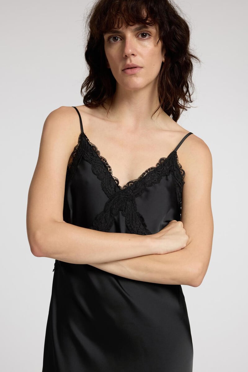 pedro del hierro Vestido lencero Midi confeccionado con materiales reciclados Oferta exclusiva