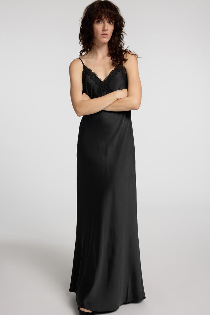 pedro del hierro Vestido lencero Midi confeccionado con materiales reciclados Oferta exclusiva
