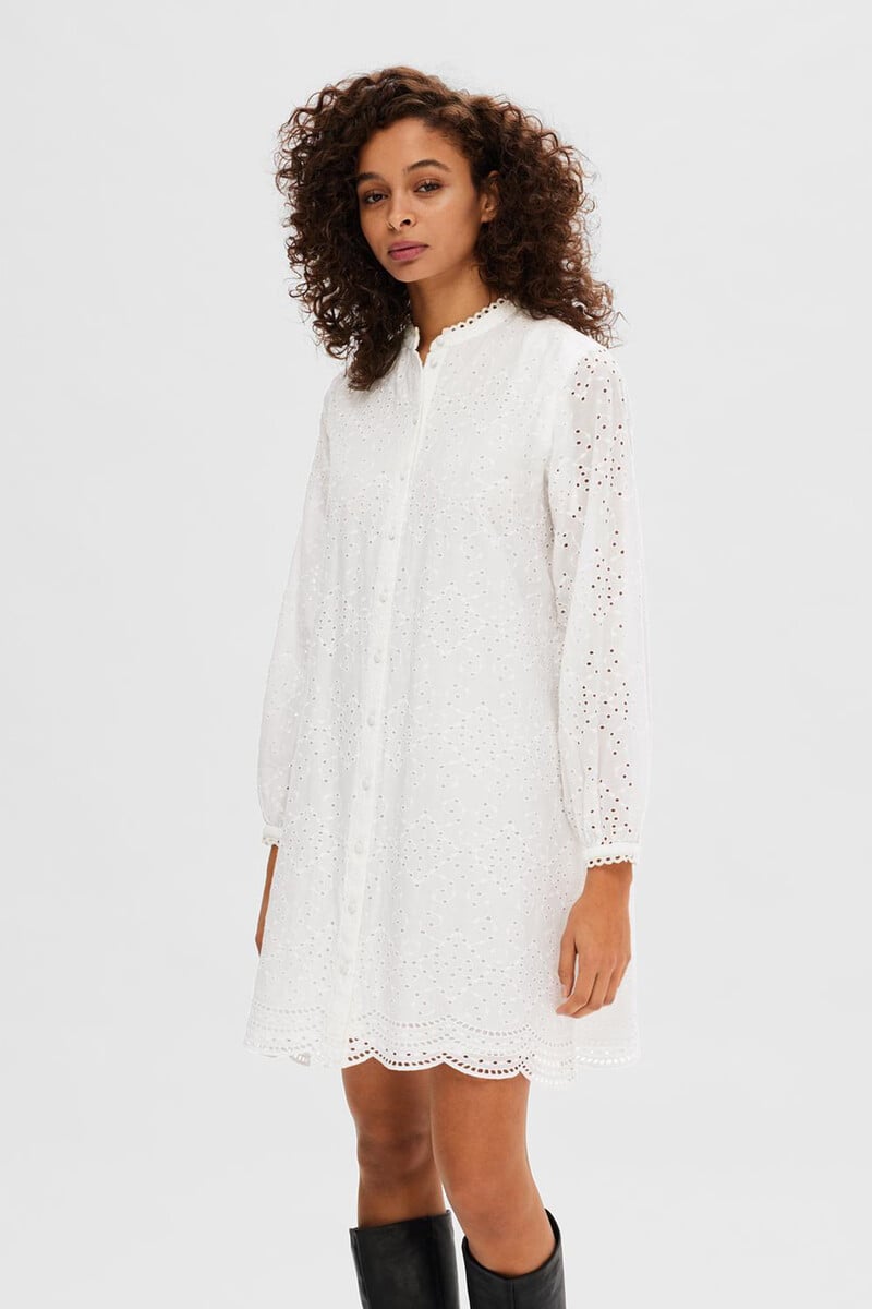 pedro del hierro Vestido corto troquelado confeccionado 100% con algodón orgánico Ofertas de temporada