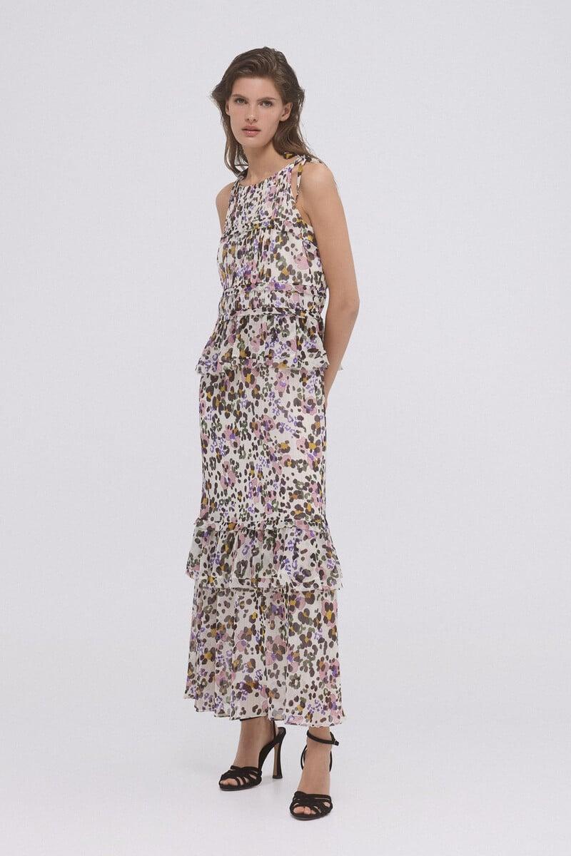 pedro del hierro Vestido volantes estampado Mejor oferta