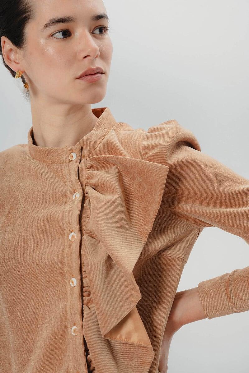 pedro del hierro Vestido corto con volantes camel Rebajas online