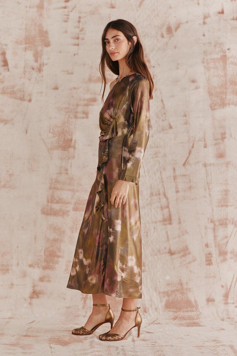 pedro del hierro Ricarda. Vestido asimétrico dorado ÚLTIMAS EDICIONES