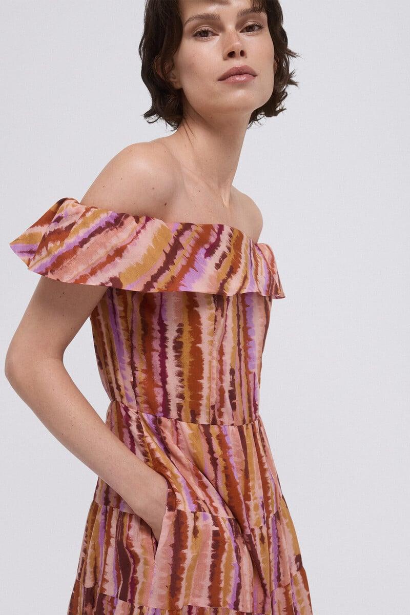 pedro del hierro Vestido estampado volante Grandes descuentos