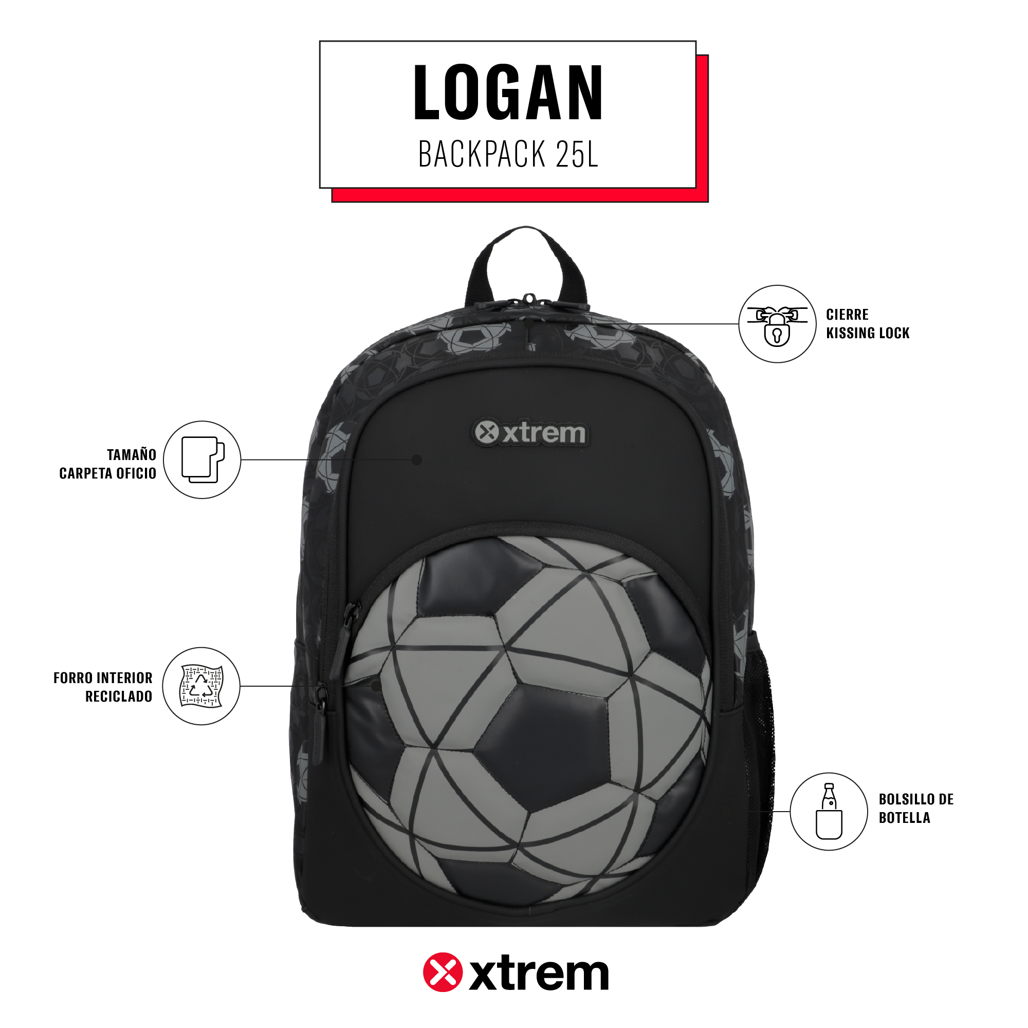 saxoline Mochila Logan negra Rebajas de fin de temporada