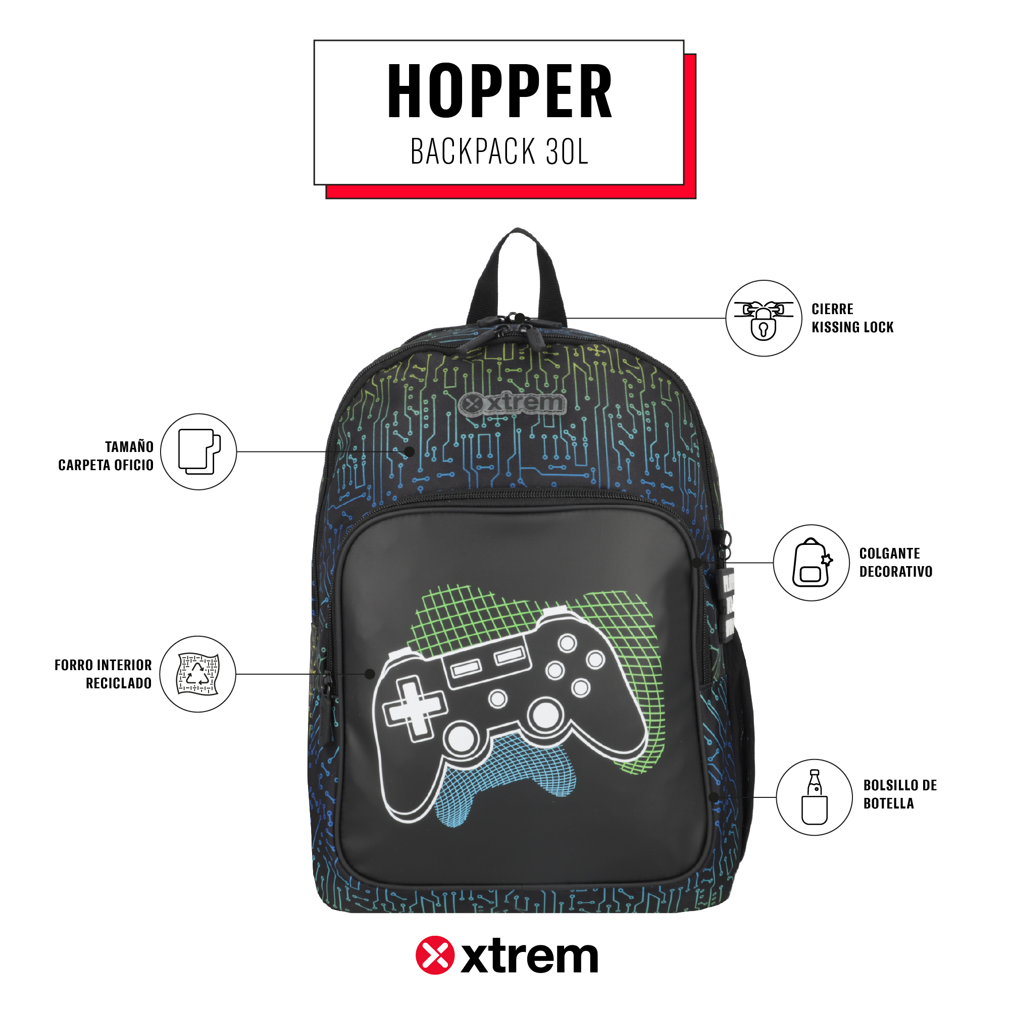 saxoline Mochila Hopper negra gamer Precio ultrabajo