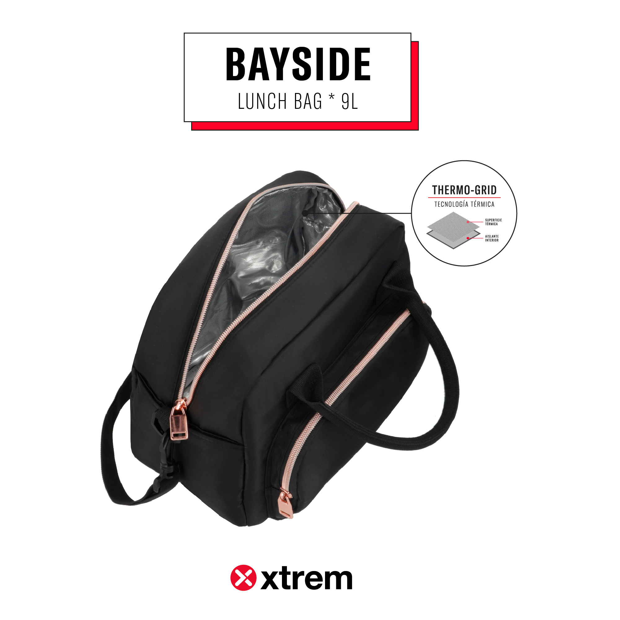 saxoline Lonchera térmica Bayside negra/rosada Gran oferta