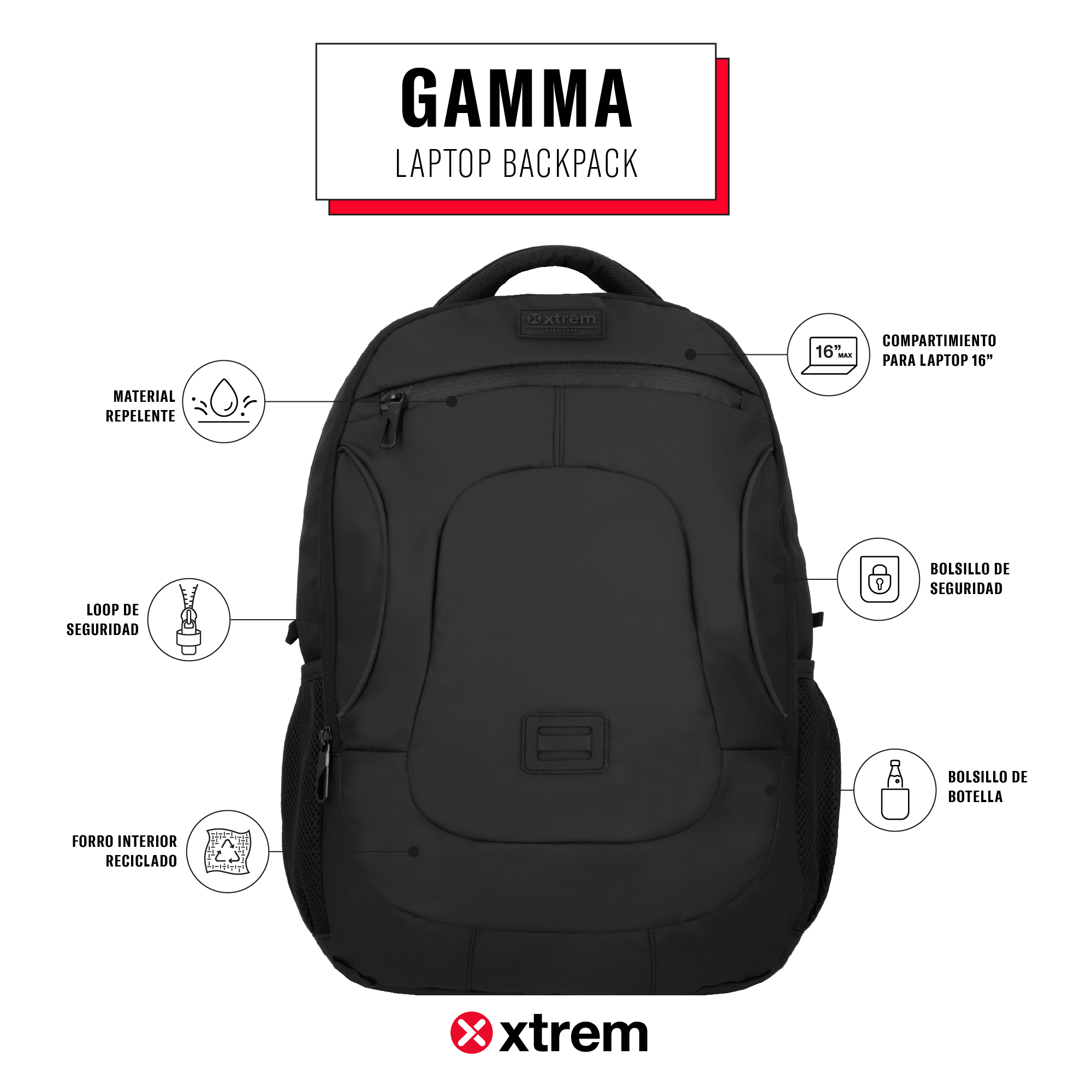 saxoline Mochila para notebook 16" Gamma negra Oferta especial