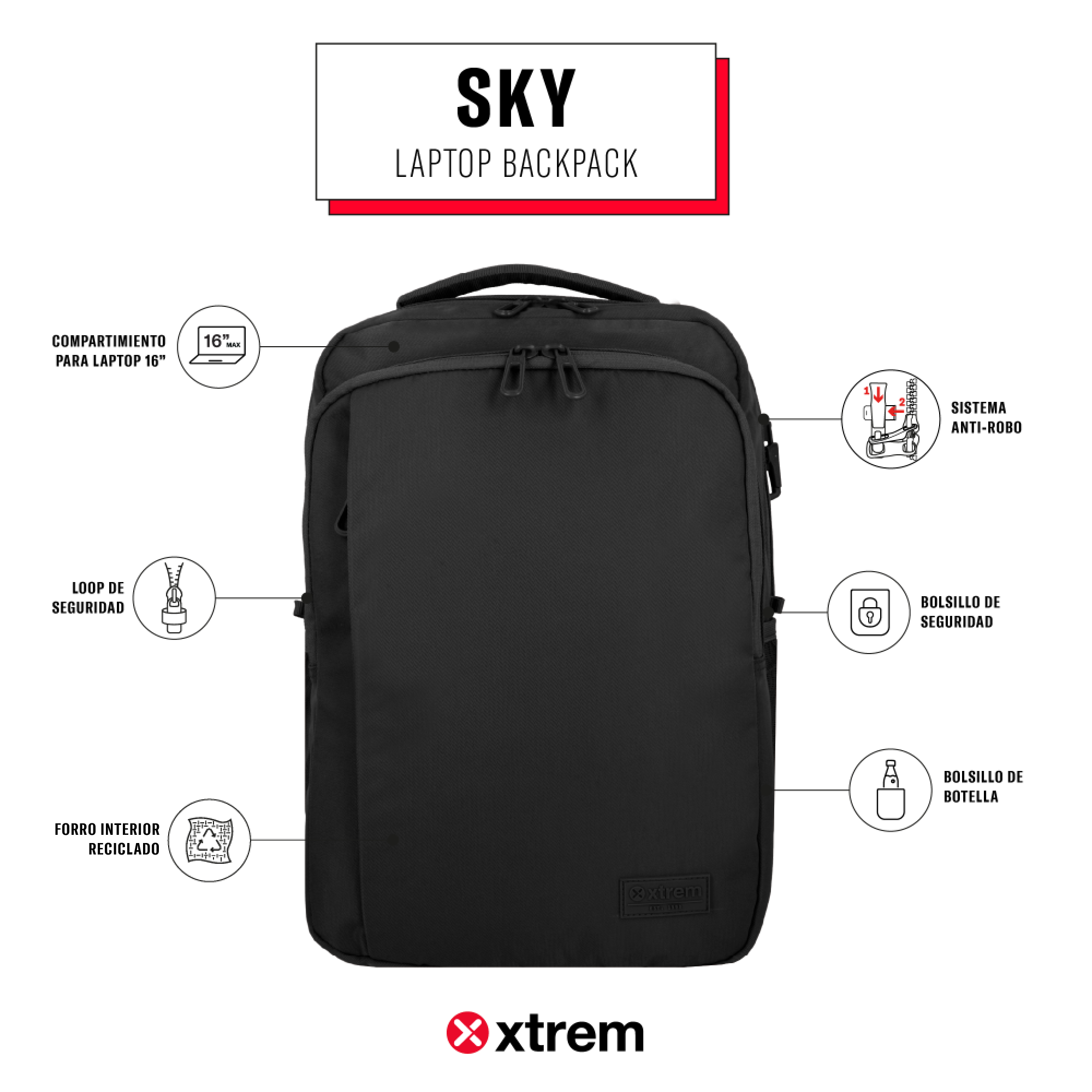 saxoline Mochila para notebook 16" Sky negra Oferta exclusiva