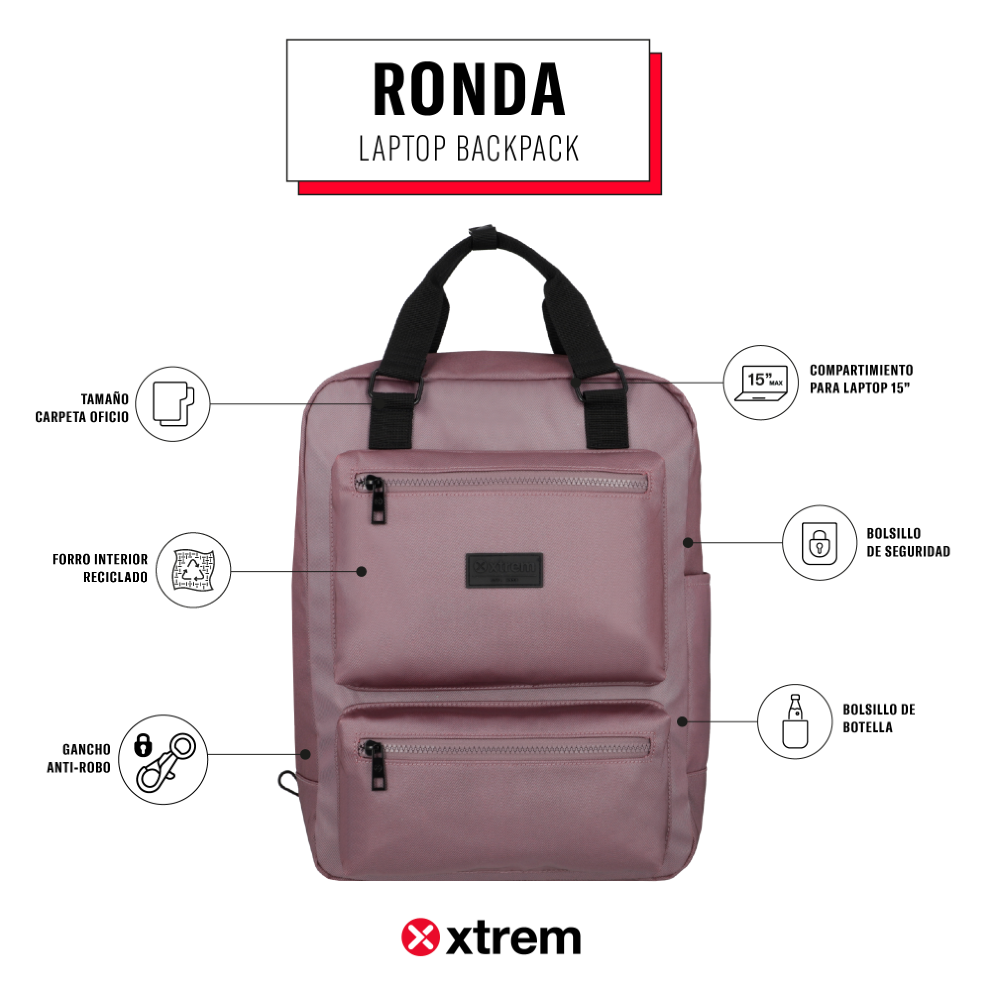saxoline Mochila para notebook 15" Ronda morada Devoluciones gratuitas