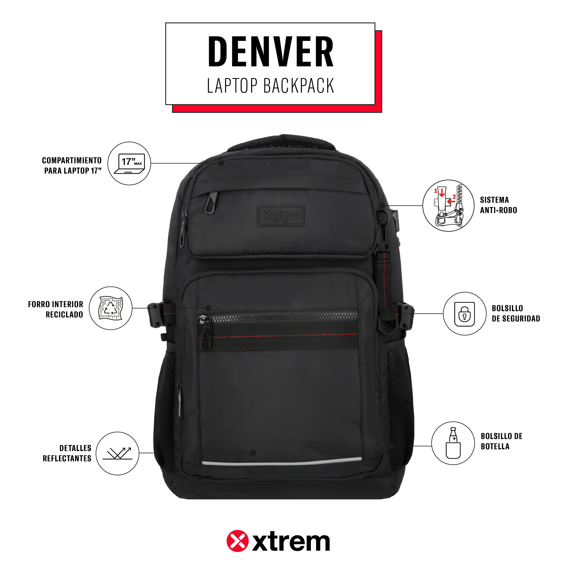 saxoline Mochila para notebook 17" Denver negra 2025