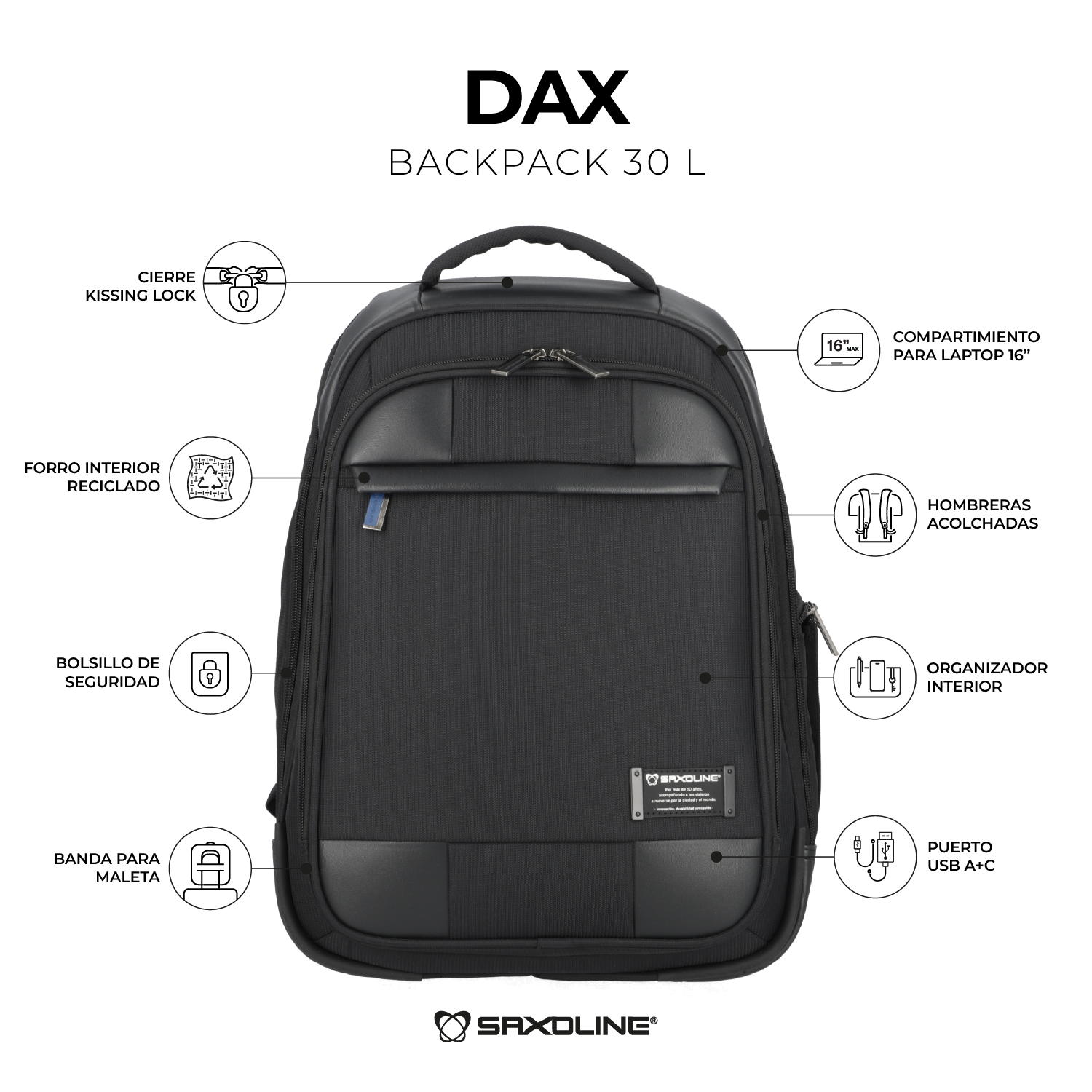saxoline Mochila para notebook Dax negro 16" COMPRAR AHORA
