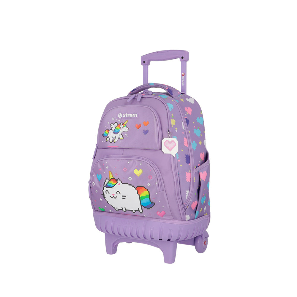 saxoline Mochila con ruedas Cross 2.0 lila gato Ofertas especiales