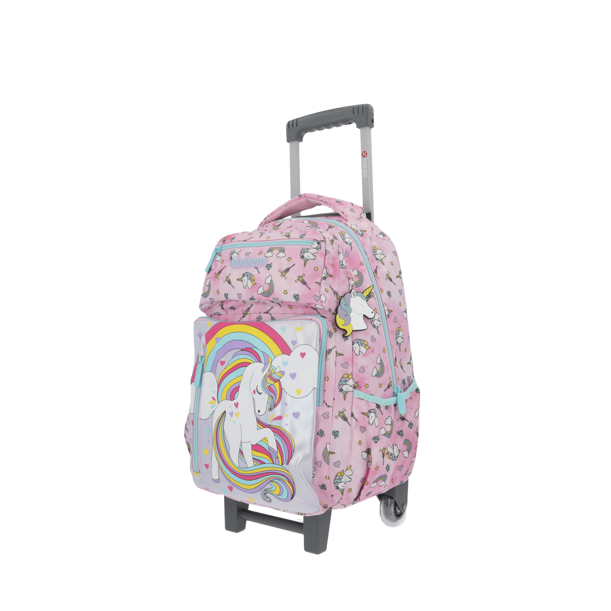 saxoline Set mochila con ruedas + lonchera + estuche New Run Pack Unicorn rosado Outlet online