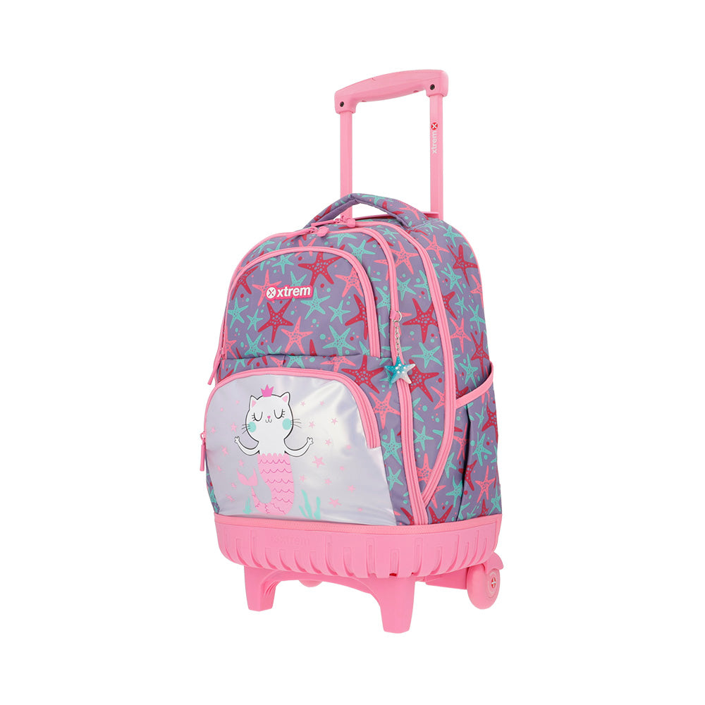 saxoline Mochila con ruedas Cross 2.0 Cats rosada Gran oferta
