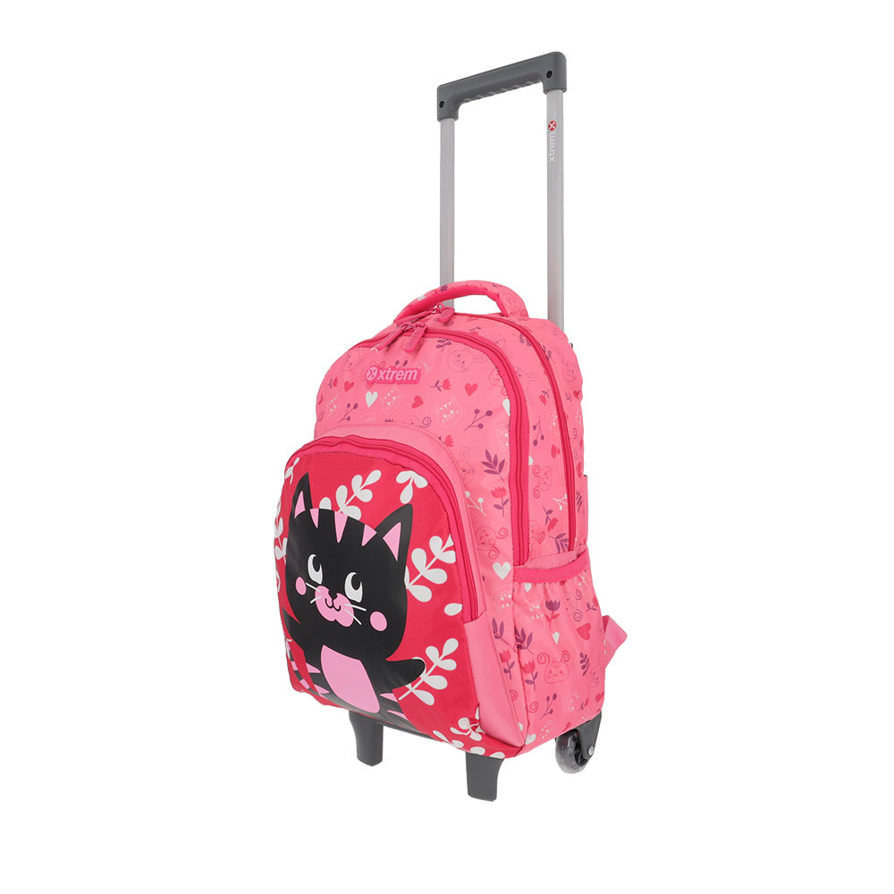 saxoline Mochila con ruedas para niñas Lincoln Cat rosada Rebajas de fábrica
