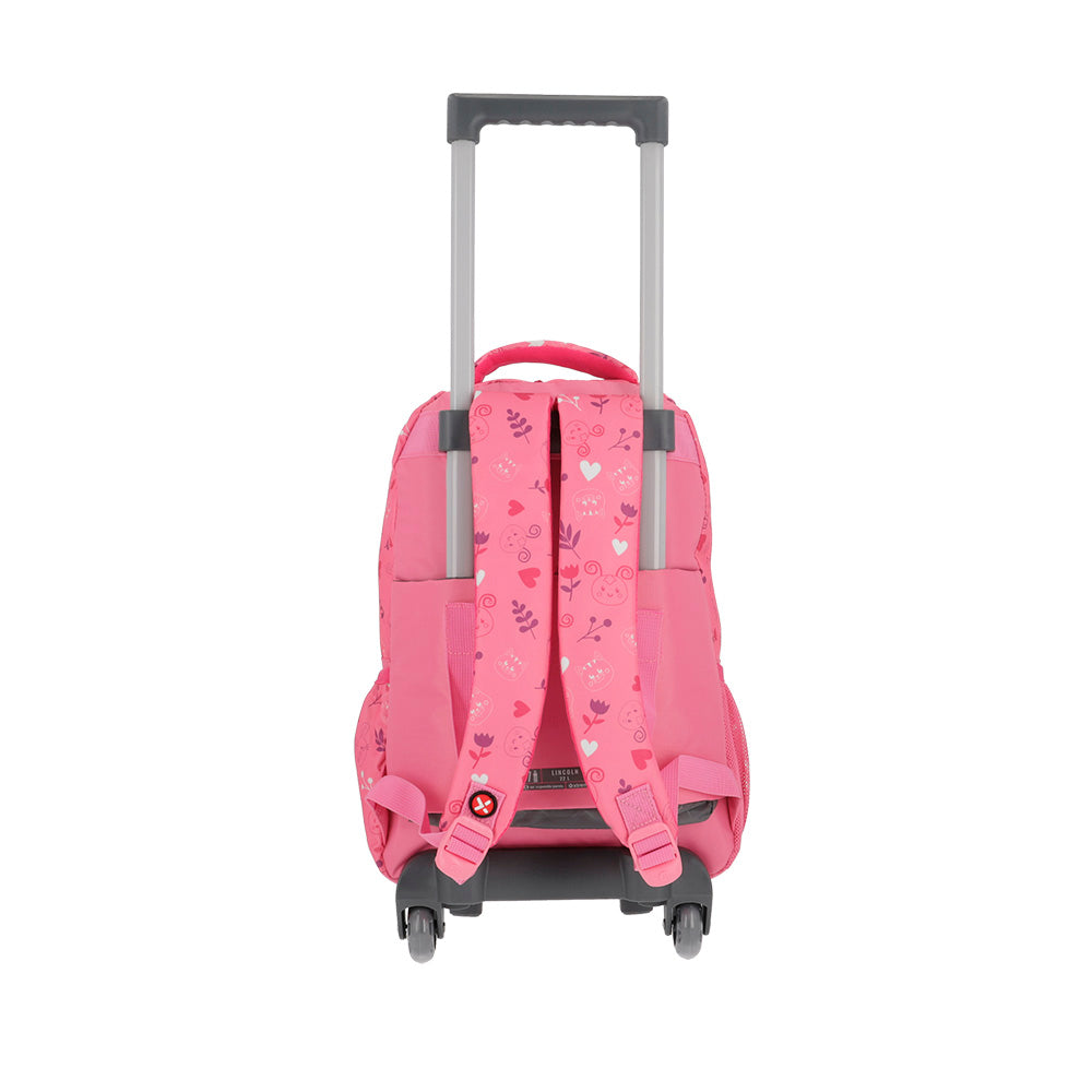 saxoline Mochila con ruedas para niñas Lincoln Cat rosada Rebajas de fábrica