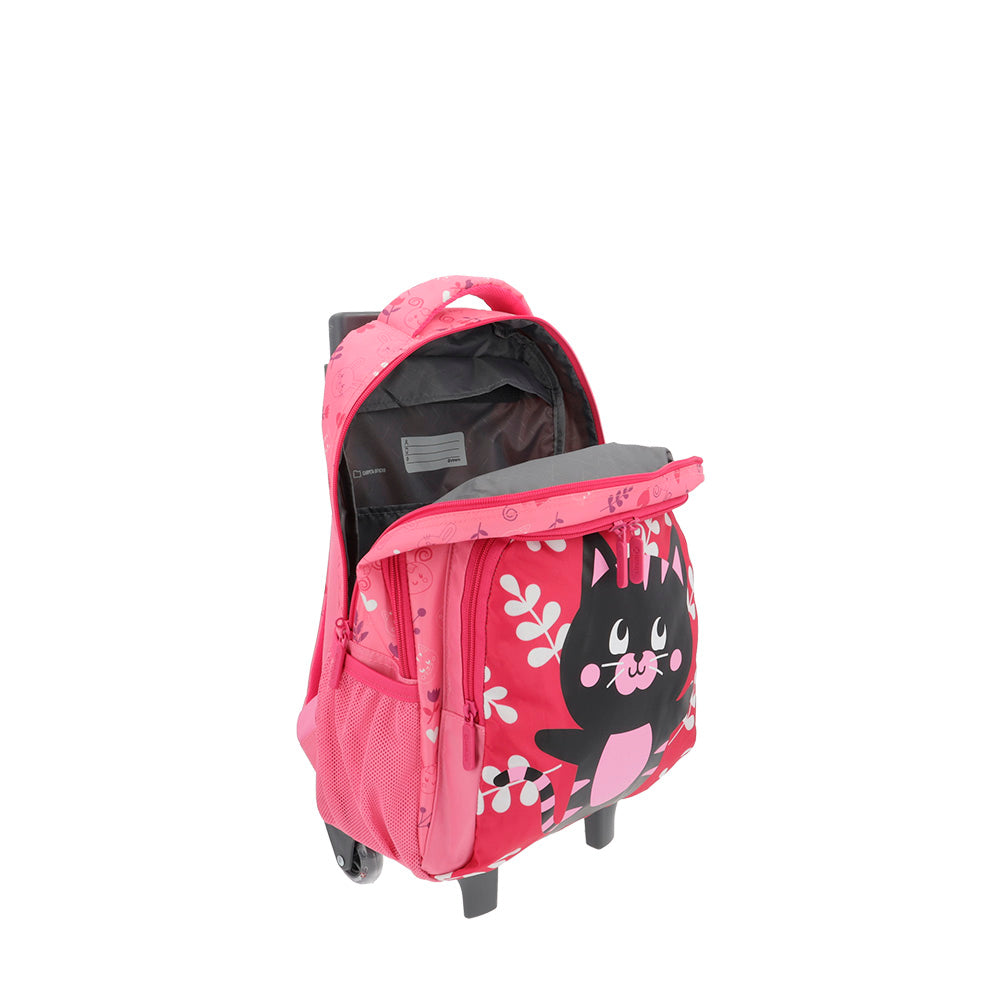 saxoline Mochila con ruedas para niñas Lincoln Cat rosada Rebajas de fábrica