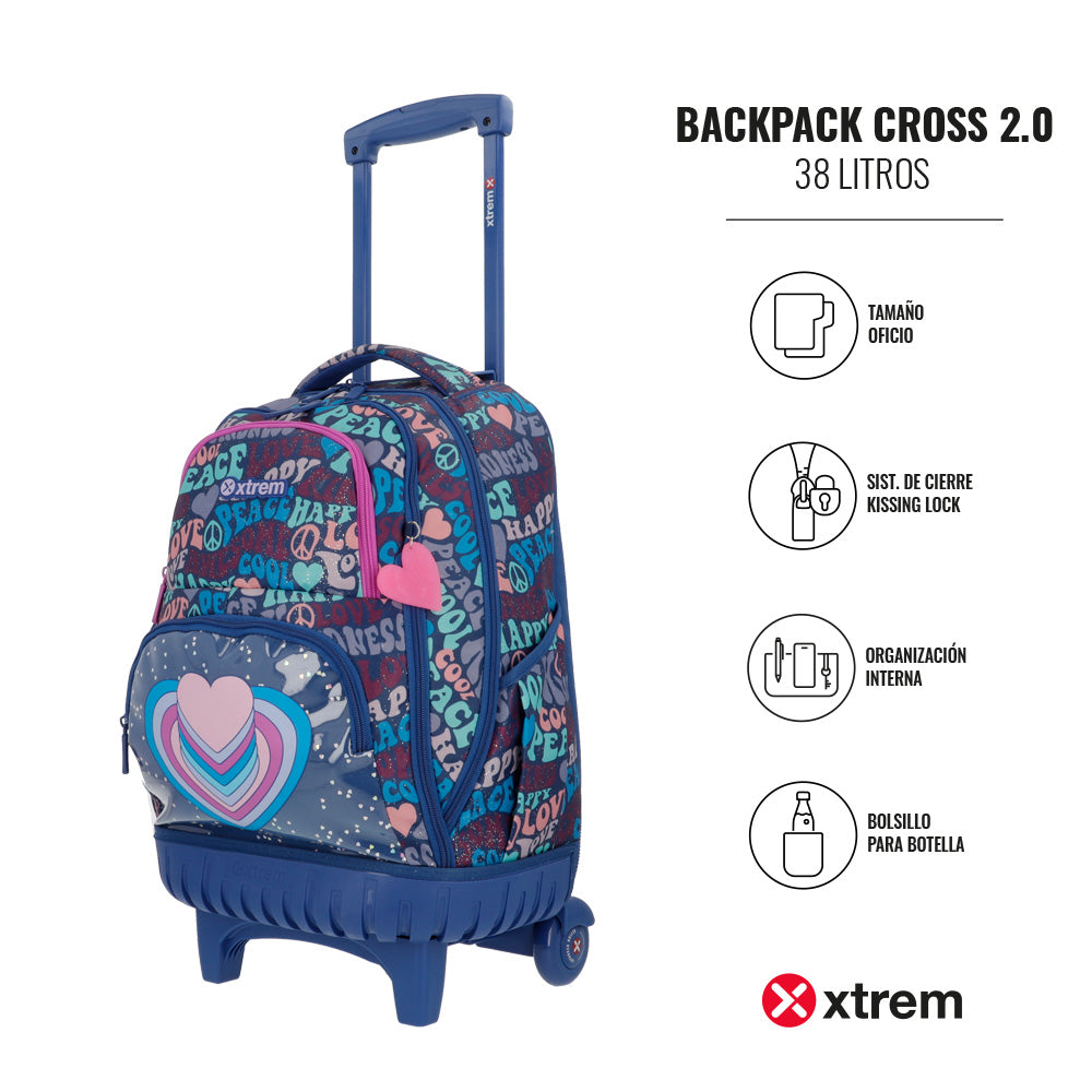 saxoline Mochila con ruedas Cross 2.0 Hearts azul Ventas relámpago