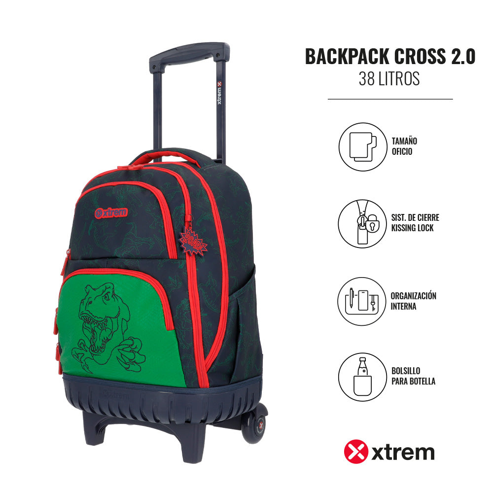 saxoline Mochila con ruedas para niños Cross 2.0 Dino azul Descuento