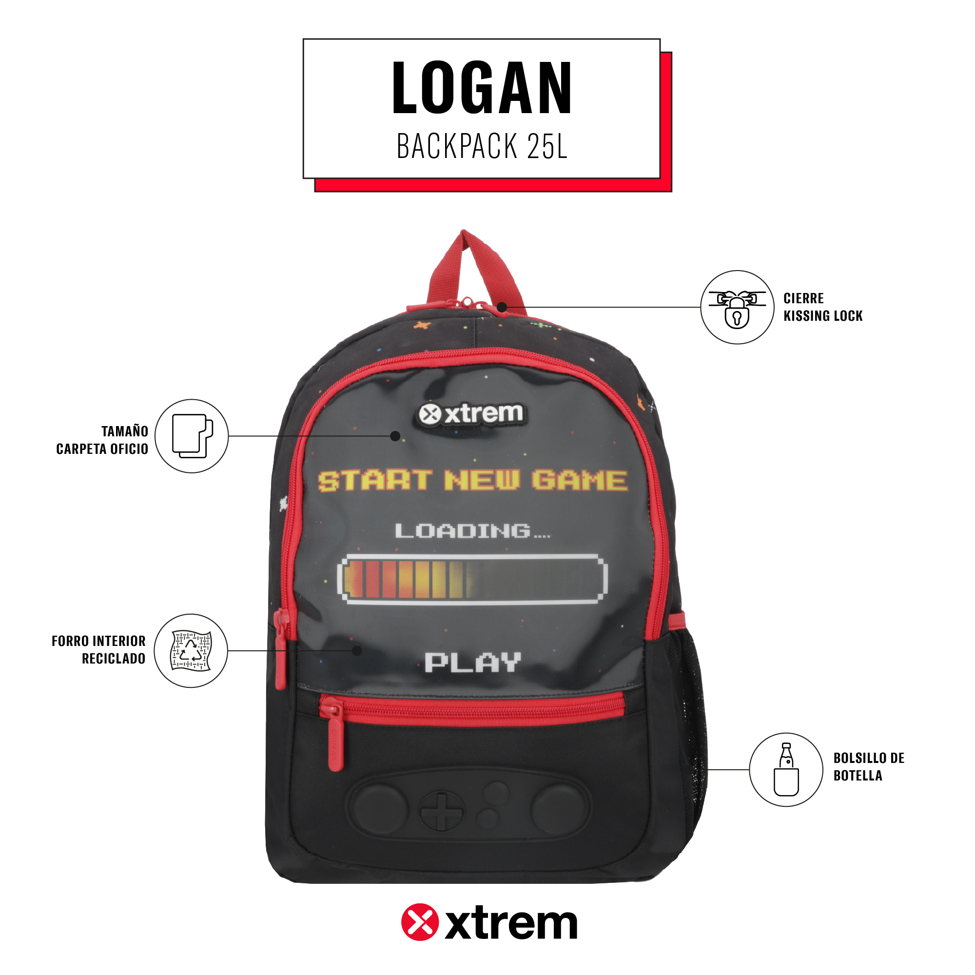 saxoline Mochila Logan negra gamer Promoción por tiempo limitado