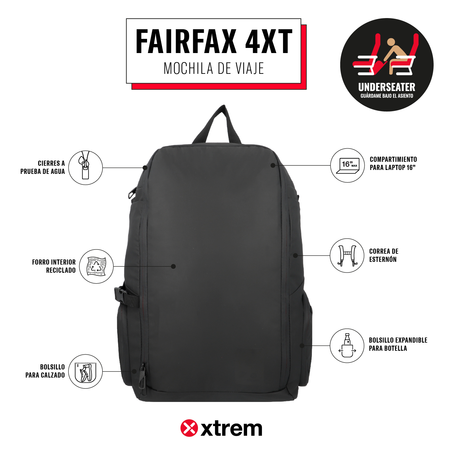 saxoline Mochila para notebook 16" Fairfax negra Rebajas online
