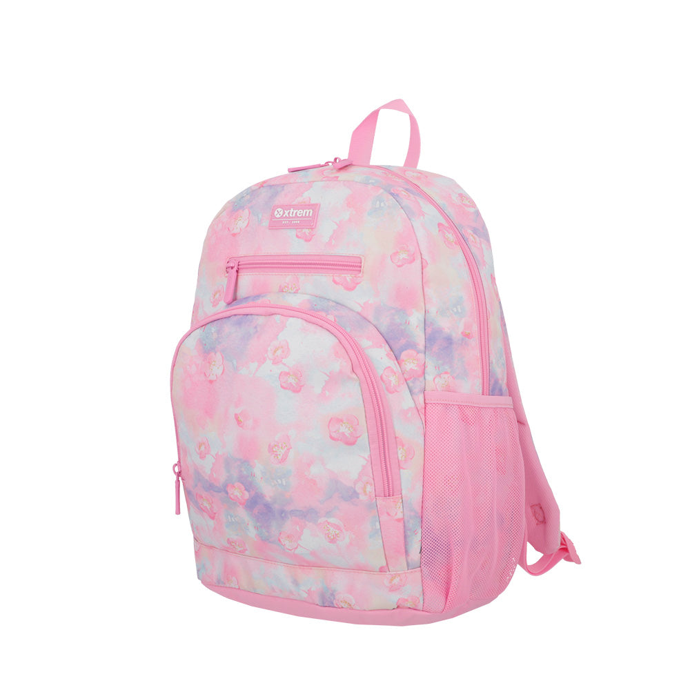 saxoline Set mochila + bolsa + lonchera + estuche Multipack rosado flores ÚLTIMAS EDICIONES
