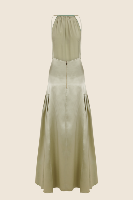 teresa helbig VESTIDO SEDA HALTER VERDE Oferta especial de fábrica