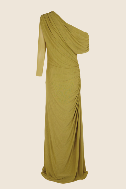 teresa helbig VESTIDO TUL DRAPEADO VERDE Superdescuento