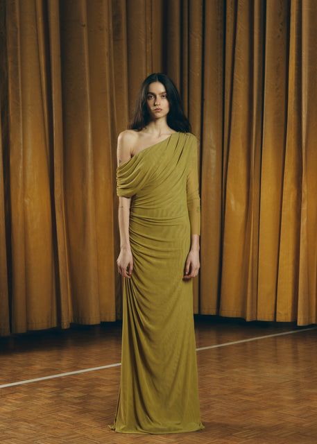 teresa helbig VESTIDO TUL DRAPEADO VERDE Superdescuento