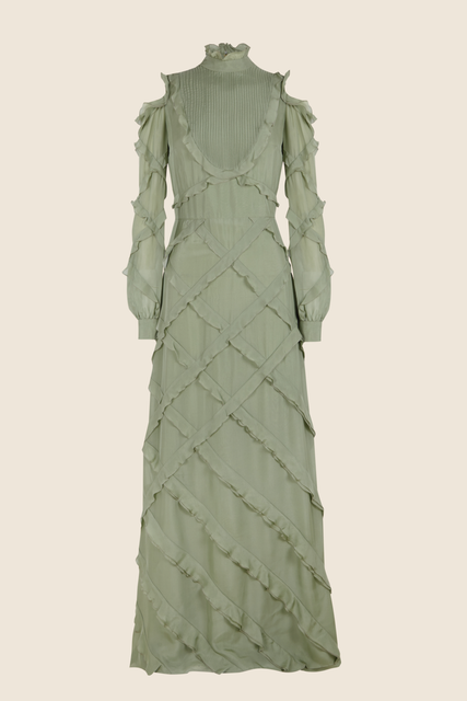 teresa helbig VESTIDO SEDA VOLANTES