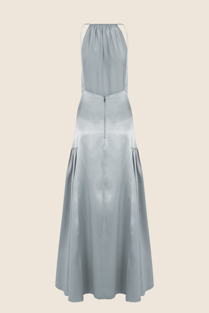 teresa helbig VESTIDO SEDA HALTER AZUL Limitado a 3 días