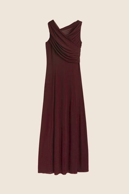 teresa helbig Vestido drapeado capucha burdeos