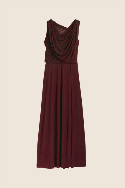 teresa helbig Vestido drapeado capucha burdeos Última moda