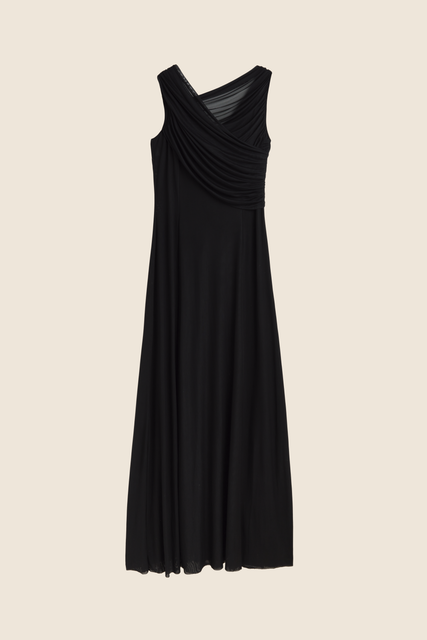 teresa helbig Vestido drapeado capucha negro
