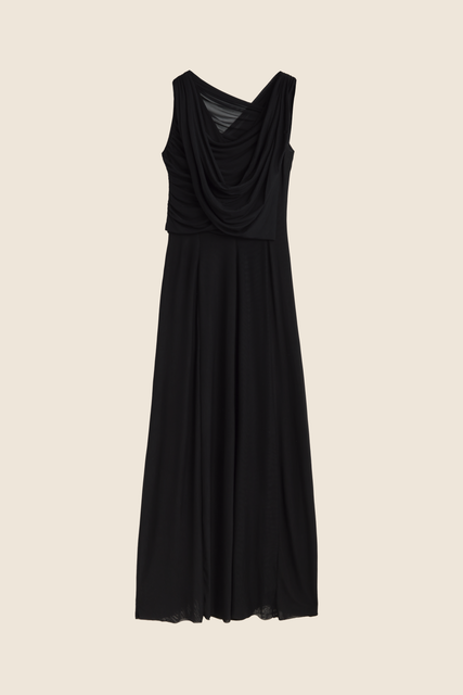 teresa helbig Vestido drapeado capucha negro Descuento por venta flash