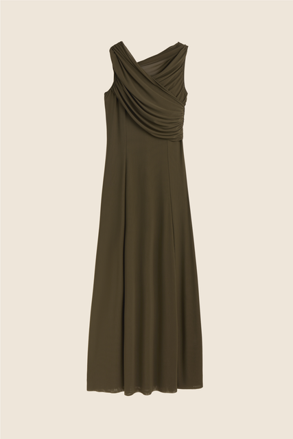 teresa helbig Vestido drapeado capucha kaki