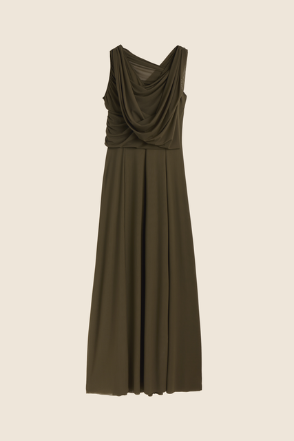 teresa helbig Vestido drapeado capucha kaki Ofertas de temporada