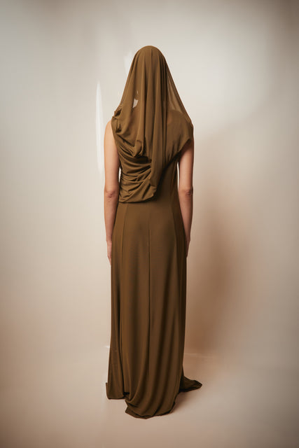 teresa helbig Vestido drapeado capucha kaki Ofertas de temporada
