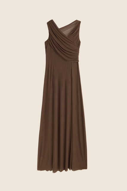 teresa helbig Vestido drapeado capucha terracota Ofertas especiales