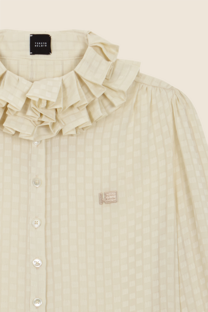 teresa helbig Camisa gasa con cuello plisado En línea