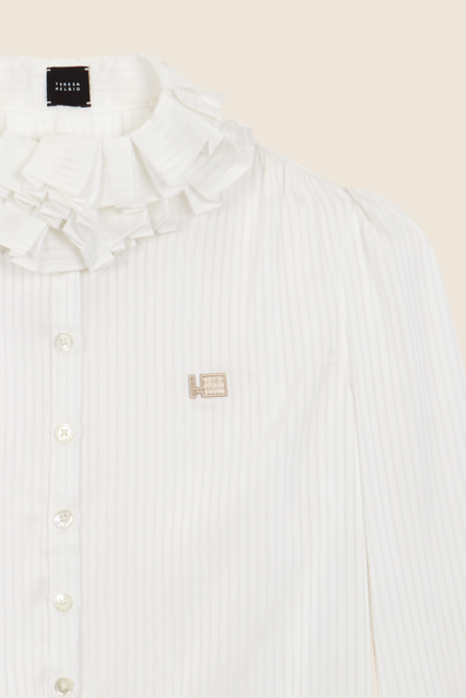teresa helbig Camisa gasa con cuello plisado Outlet